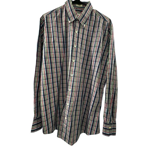 Peter Millar Seaside Finish Plaid Cotton Button Down Men's Size Large - Picture 6 of 8